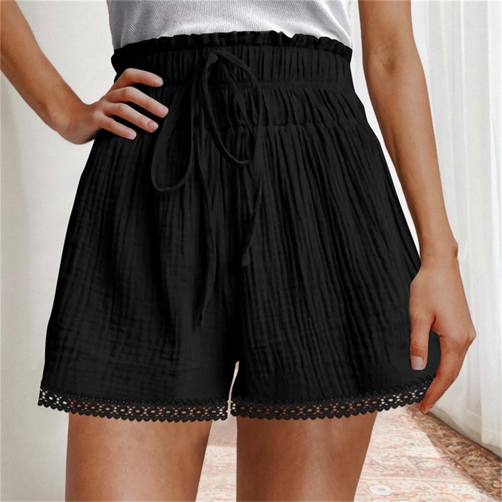 パンツ AREA Women Shorts Burmudas 2304P19267BLACK Black Athletic Works Women's Bermuda Shorts with Drawstring and