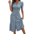 thumbnail image 1 of Sentmoon Womens Spring Dresses Travel Short Sleeve V Neck Midi Dresses for Women Solid Color Stretchy Regular Fit Formal Dresses for Women Vacation Essentials for Women for Beach and Vacation, 1 of 8