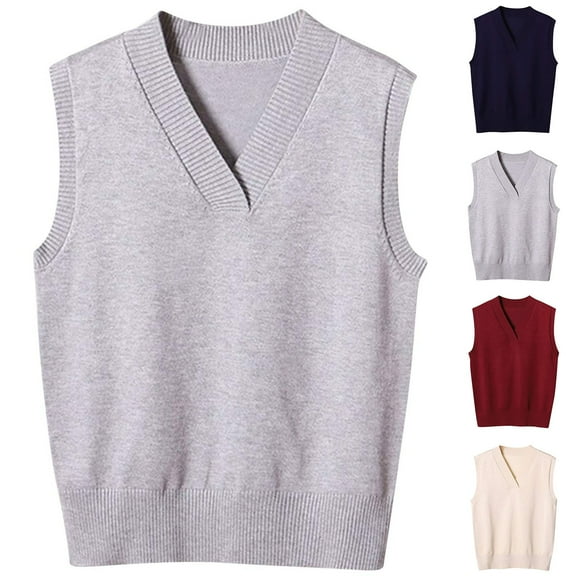 Sentmoon Womens Sweater Vest V Neck Sleeveless Knitted Clothes Women Oversized Solid Color Loose Lightweight and Warm Trendy Tops for Women 2025 Fall and Winter for Weekend Outings Beige XXL