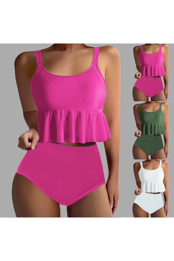 Womens Two Piece Swimsuit Swim Suits for Women Plus Size Womens Swimsuits Bikini Curvy Spaghetti Strap Bathing Suits Beach Day Essentials for Confidence and Comfort Green S