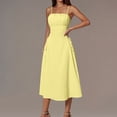 thumbnail image 1 of Sentmoon Work Dress Guest Tie Breathable Regular Fit Summer Maxi Dress 2026 Solid Color Sleeveless Square Neck Womens Sun Dress for Daily and Commute Yellow XL, 1 of 9