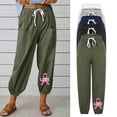 thumbnail image 1 of Sentmoon Work Pants for Women with Print Drawstring High Elastic Waist Sweatpants for Women Oversized Relaxed Fit Straight Leg Womens Summer Pants with Pocket for Everyday Casual Wear, 1 of 5