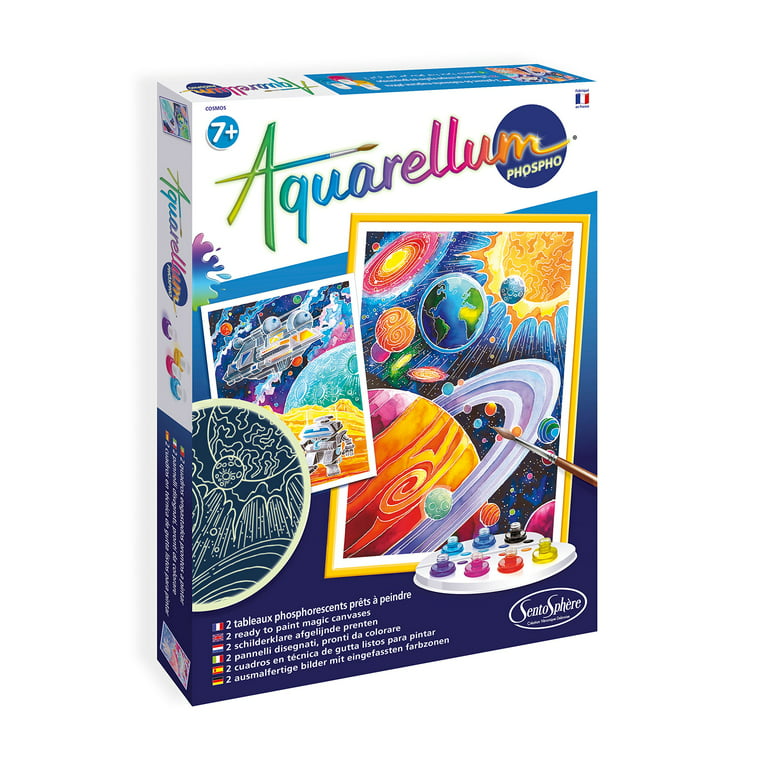 SentoSphere Aquarellum - Planets Glow in the Dark - Arts and Crafts  Watercolor Paint Set