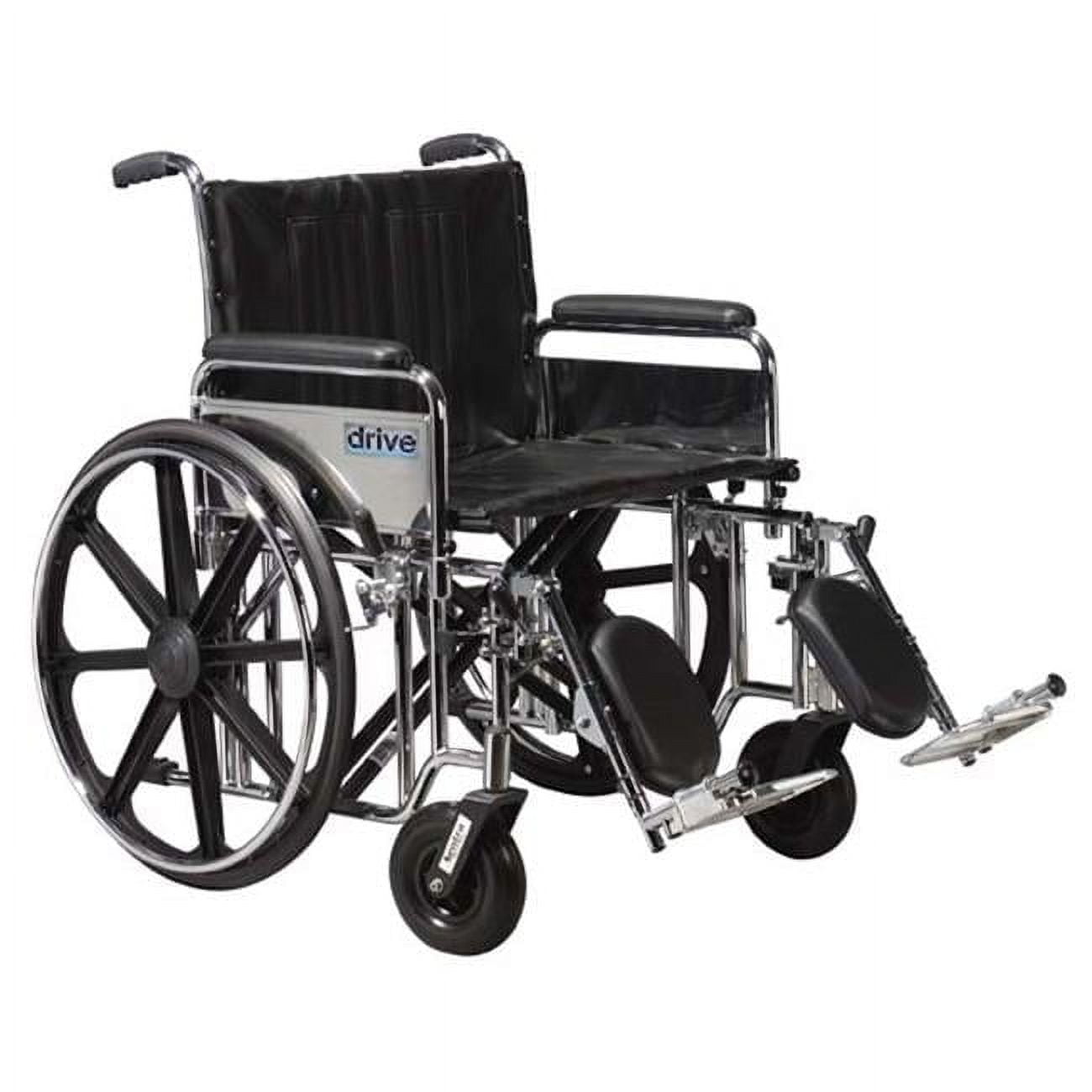 Sentra Extra Heavy Duty Wheelchair with Various Arm Styles and Front Rigging Options- Black