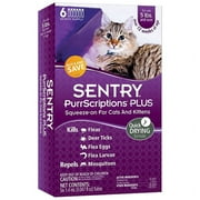 Sentry PurrScriptions Plus Cat & Kitten Squeeze-On Flea & Tick Control, for Cats Over 5 lbs., 6 dose