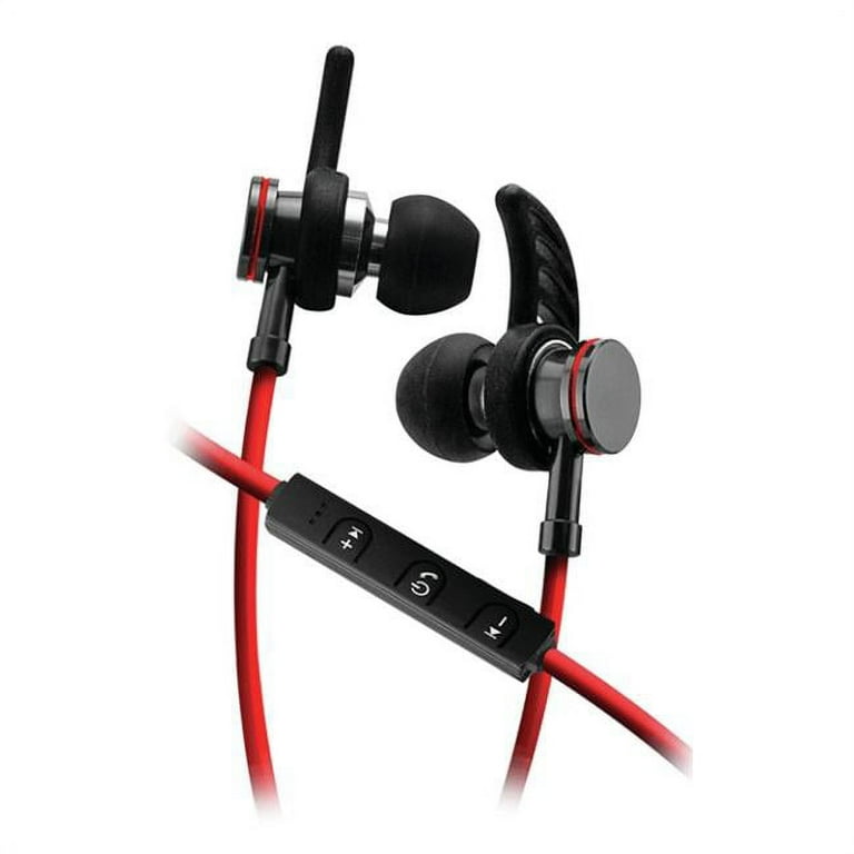 Sentry BT250S Black Red Wireless Earbuds w Removeable Sport Hooks