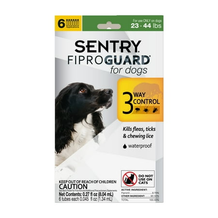 Sentry FiproGuard Dog Flea & Tick Topical 23-44 Pound, 6 Monthly Treatments, 6 Count