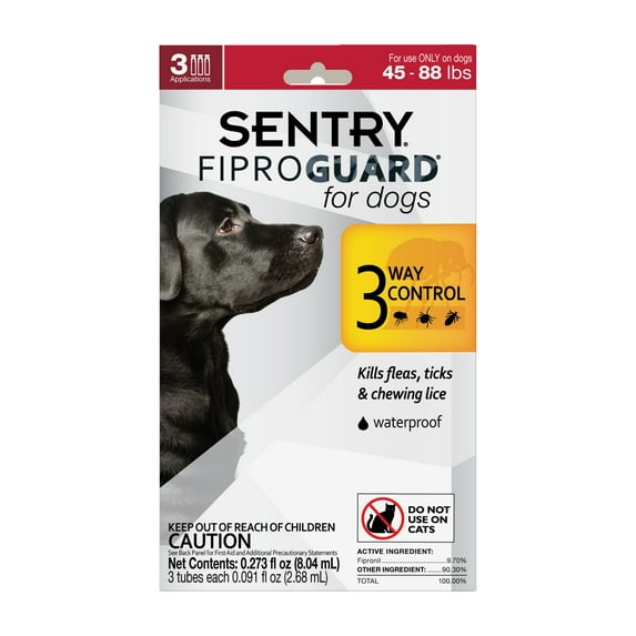 Sentry FiproGuard Dog Flea & Tick Topical 44-88 Pound, 3 Monthly Treatments, 3 Count