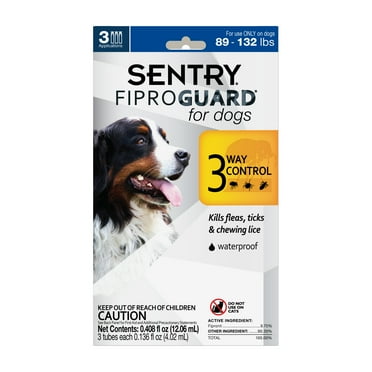 Sentry FiproGuard Dog Flea & Tick Topical Treatments, 89-132 lbs, 3 Monthly Supply, 3 Count
