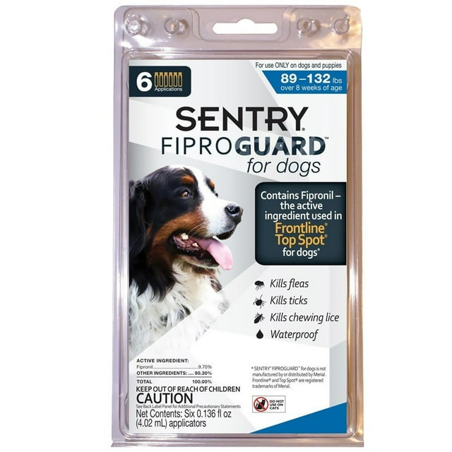 Sentry FiproGuard Dog Flea & Tick Topical 89132 Pound, 6 Monthly