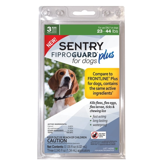Sentry FiproGuard Plus Dog Flea & Tick Spot-On - 23-44 lb. - 3 count