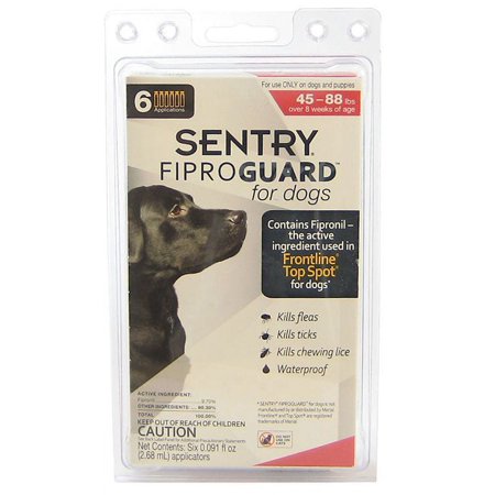 Sentry FiproGuard for Dogs [Dog, Flea & Tick Dips] Dogs 45-88 lbs (6 Doses)