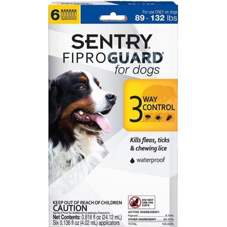 Sentry FiproGuard for Dogs [Dog, Flea & Tick Dips] Dogs 89-132 lbs (6 Doses)