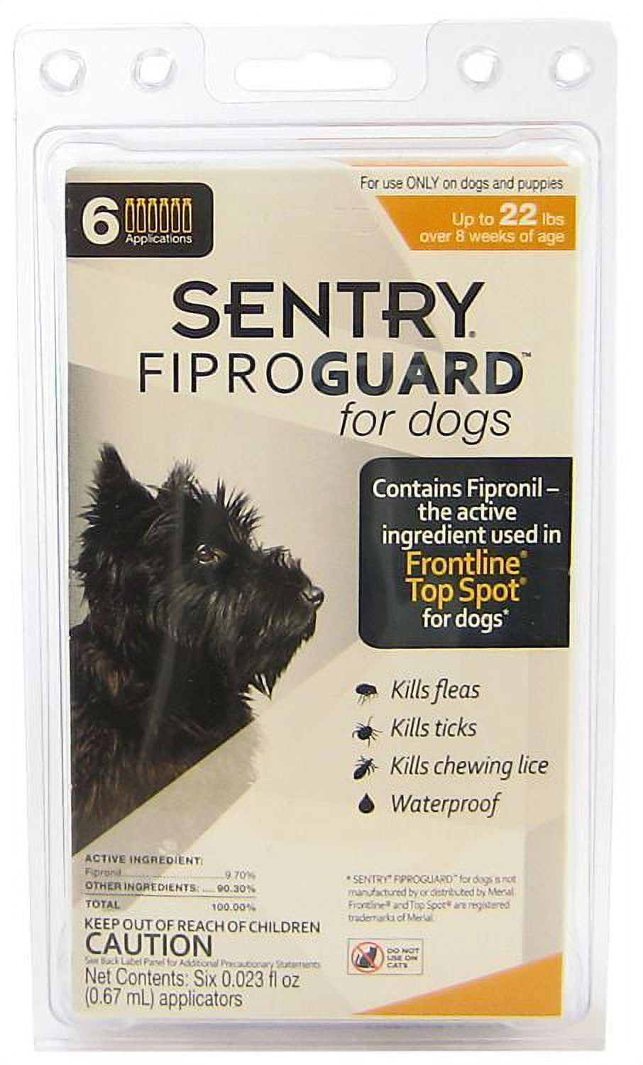 Sentry FiproGuard for Dogs [Dog, Flea & Tick Dips] Dogs up to 22 lbs (6