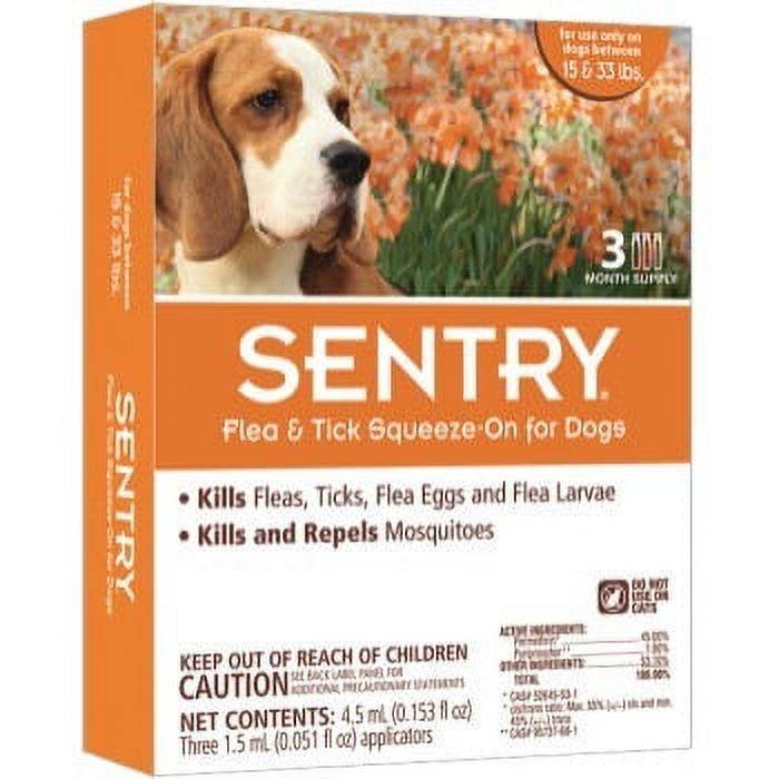 Sentry Flea & Tick SqueezeOn for Dogs Medium 3 Count (Dogs 1533