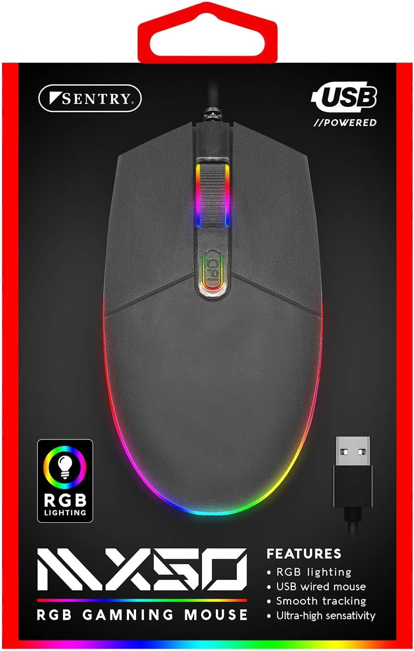 Sentry HPXKX50 Model NX50 Gaming Mouse with RGB Lights, USB Wired ...