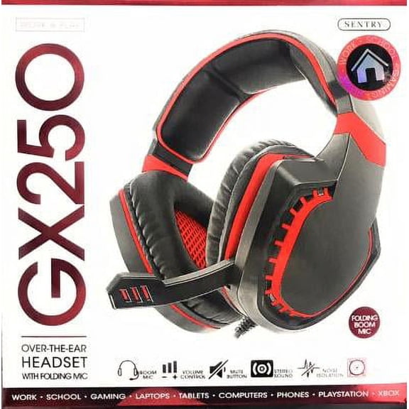 Sentry Industries Inc. GX250 Pro Series Gaming Headphone Black / Red