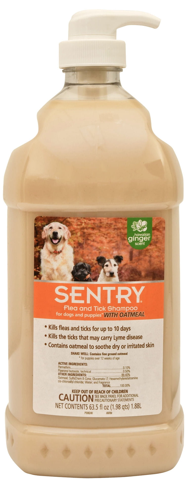 SENTRY Oatmeal Flea and Tick Shampoo for Dogs, Rid Your Dog of Fleas, Ticks, and Other Pests, Hawaii Ginger Scent, 63.5 oz