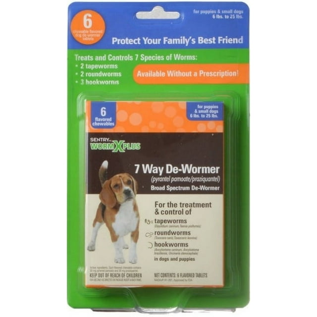 Sentry Worm X Plus 7 Way DeWormer Broad Spectrum for Puppies and Small Dogs 6 count