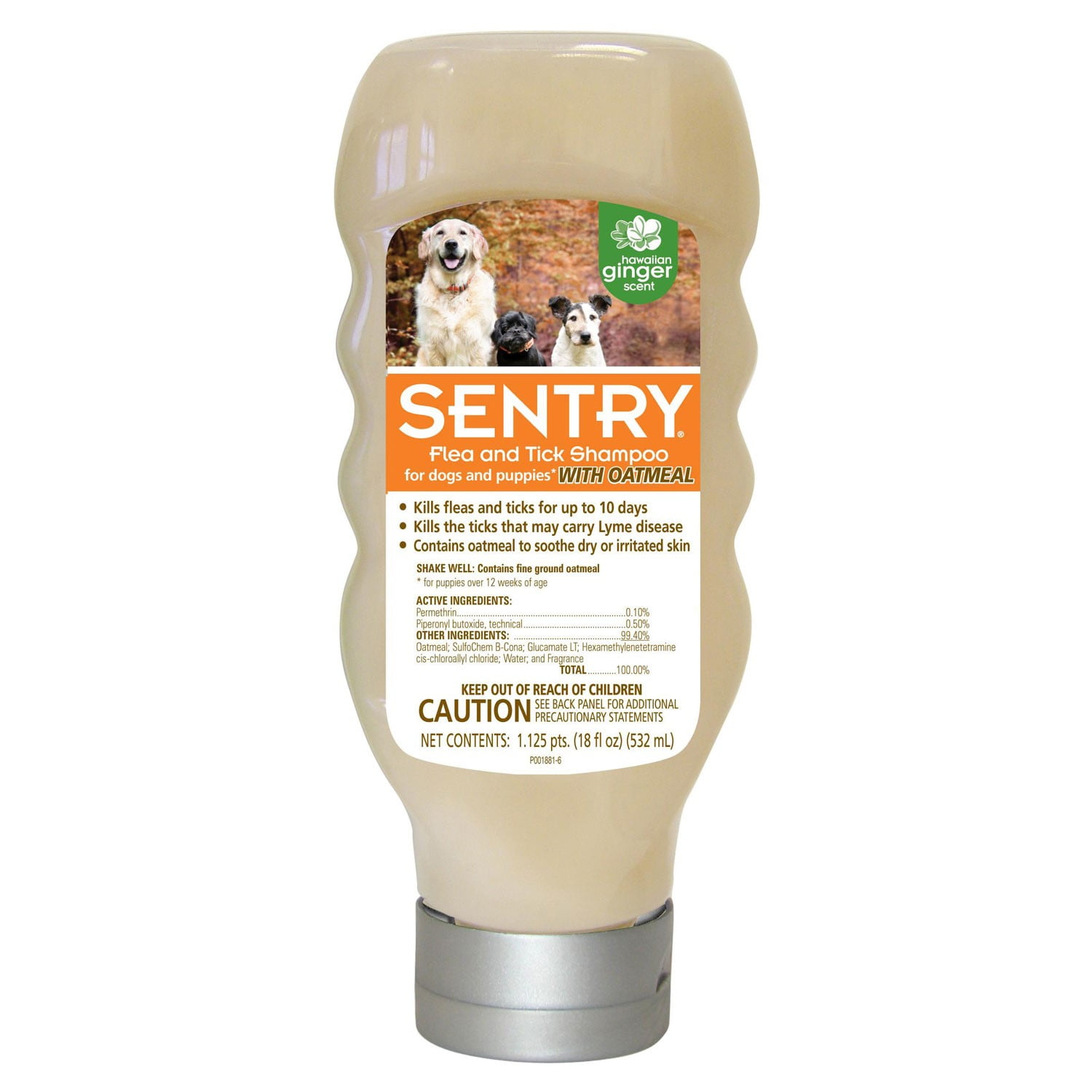 Sentry flea and tick dog shampoo with oatmeal, 18-oz bottle