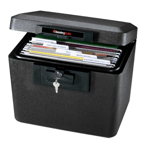 Small Black Fireproof File Cabinet, 13.6 in x 15.3 in x 12.1 in