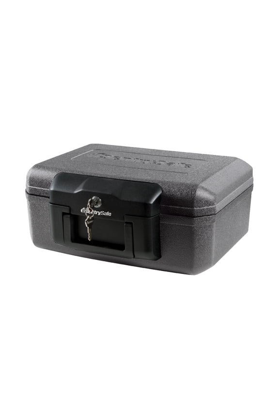 1200 Fire-Resistant Box Safe with Key Lock 0.18 Cu. ft., Black