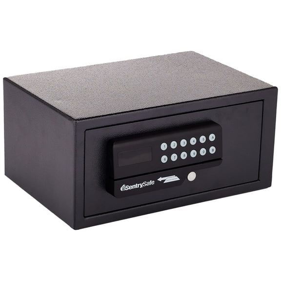 SentrySafe Black Steel Safe with Card Swipe Reader and Digital Keypad Lock, Small Safe with Interior Lighting and Bolt Down Kit, 0.41 Cubic Feet, H060ES CA3