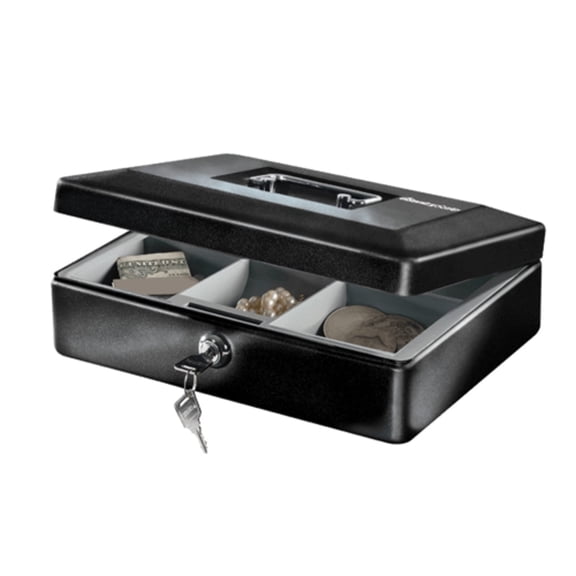 SentrySafe CB10 Steel Cash Box with Key Lock, 3.3 in x 9.8 in x 7.4 in, Black