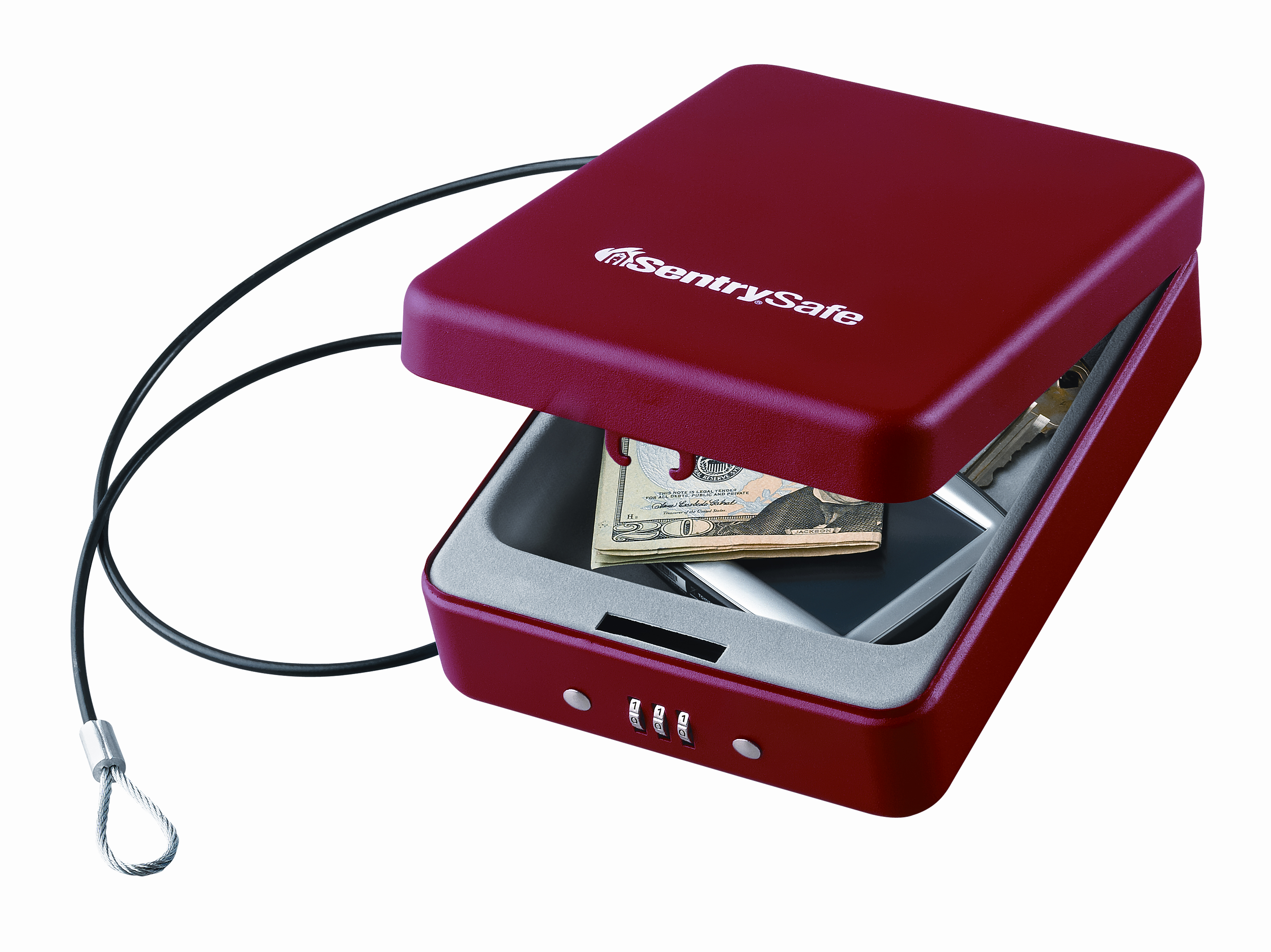 SentrySafe P005C Safe Box with Combination Lock 0.05 cu. ft., Red