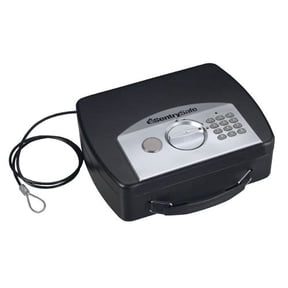 SentrySafe P008E Small Portable Security Safe, 10 in x 7.9 in x 2.9 in, Black