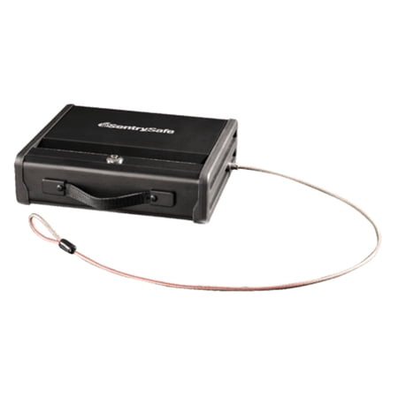 SentrySafe PP1K Steel Portable Safe with Tethering Cable, 3.3 in x 11.3 in x 10.0 in, Black