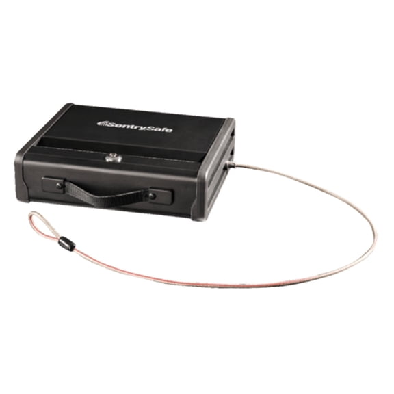 SentrySafe PP1K Steel Portable Safe with Tethering Cable, 3.3 in x 11.3 in x 10.0 in, Black