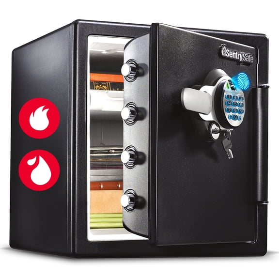 SentrySafe SFW123BTC Fire/Water Security Safe with Fingerprint Digital Keypad, 1.23 Cu-Ft., Black