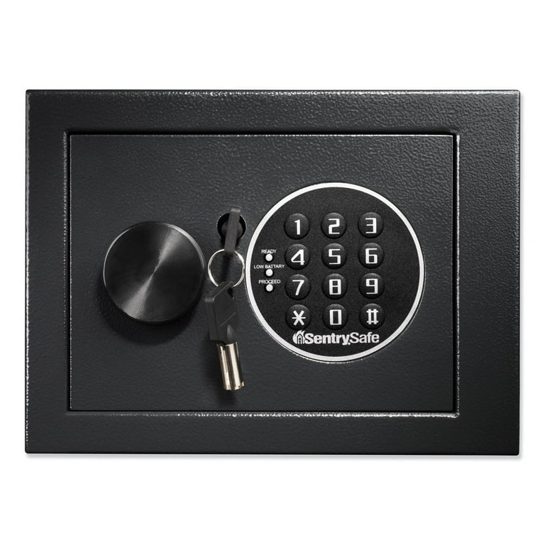 Electronic Security Safe, 0.14 cu ft, 9w x 6.6d x 6.6h, Black Electronic Security Safe, 0.14 cu ft, 9w x 6.6d x 6.6h, Black