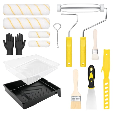 Sentryse Paint Roller Kit for Walls, 14-Piece Paint Roller Set with 9" & 4" Acrylic Roller Covers, Paint Tray and Brushes