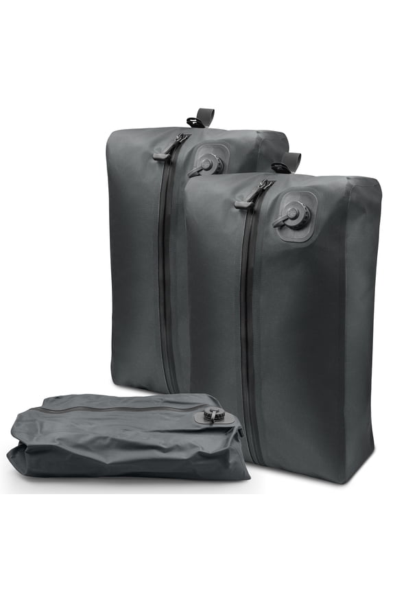 2-Pack Vacuum Bag for Travel, 16L TPU Vacuum Compression Bag for Carry on Suitcases & Backpack, Waterproof, Built-In Electric Pump, Space-Saving Travel Organizer, Black