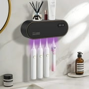 Sentryse Toothbrush Holders for Bathrooms, Rechargeable UV Toothbrush Sanitizer Holder, Wall Mounted 4 Slot, 1 Pack