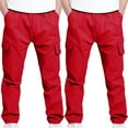 thumbnail image 1 of Sentuca 2PC Boys Cargo Pants with Pockets School Uniform Pants Casual Outdoor Sports Joggers for Kids Clothes, 1 of 7