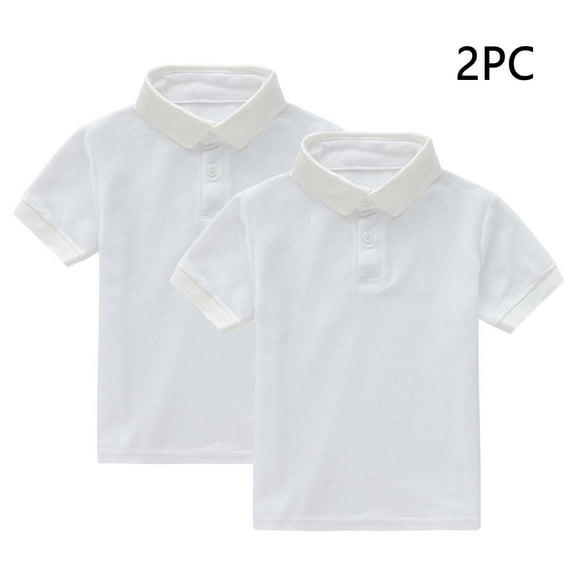 Sentuca 2PC Boys Girls Shirts Casual School Uniform Tops Short Sleeve Button Lapel Shirts for Kids Clothes Size 3 Years