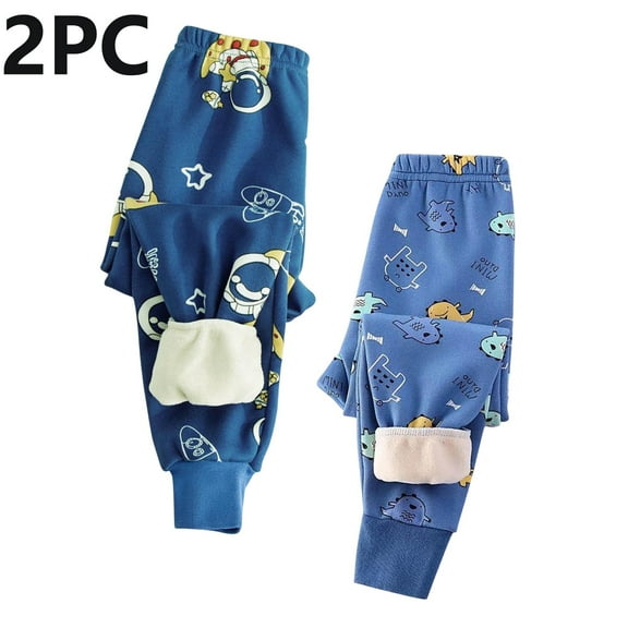 Sentuca 2PC Boys Pants Elastic Waist Cute Graphic Sweatpants Fall Winter Warm Fleece Pants Loungewear for Toddler Clothes