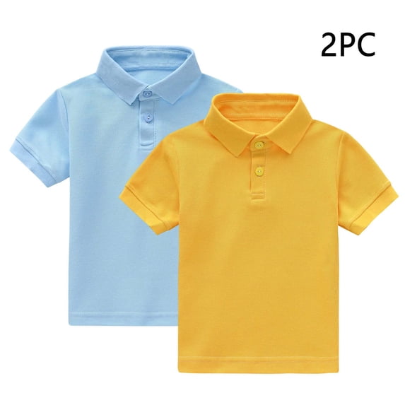 Sentuca 2PC Girls Boys Shirts Casual School Uniform Tops Short Sleeve Button Lapel Shirts for Kids Clothes Size 3 Years