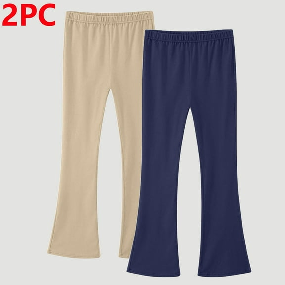 Sentuca 2PC Girls Leggings Cotton Flare Pants Bell Bottom Elastic Waist Bootcut Yoga Pants for Kids Clothes