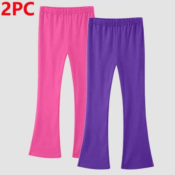Sentuca 2PC Girls Leggings Cotton Flare Pants Bell Bottom Elastic Waist Bootcut Yoga Pants for Kids Clothes
