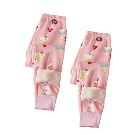 Sentuca 2PC Girls Sweatpants Cotton Thick Warm Fleece Pants Cute Graphic Sweatpants Elastic Bottom for Toddler Clothes