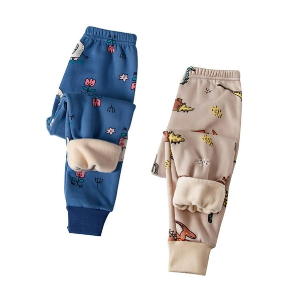 Sentuca 2PC Toddler Sweatpants Cotton Thick Warm Fleece Pants Cute Graphic Sweatpants Elastic Bottom for Boys Girls Clothes