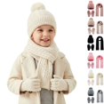 thumbnail image 1 of Sentuca 3 Pcs Kids Winter Hat Gloves Scarf Set Pom Pom Knit Beanie Long Scarf and Gloves Warm Cold Weather Accessory for Boys Girls Size 3-12Y, 1 of 6