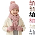 thumbnail image 1 of Sentuca 3 Pcs Kids Winter Hat Gloves Scarf Set Pom Pom Knit Beanie Long Scarf and Gloves Warm Cold Weather Accessory for Boys Girls Size 3-12Y, 1 of 6
