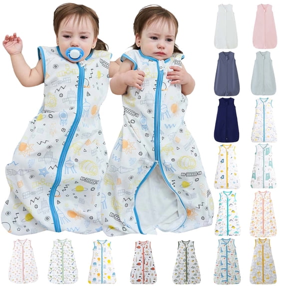 Sentuca Sleep Sack for Newborn 6-12 Months 100% Cotton Soft Sleeping Bag Printing Double Zipper Waistcoat Baby Sleep Sacks,Multicolor