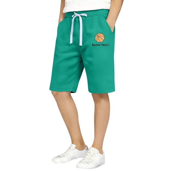 Sentuca Boys Athletic Shorts Basketball Print Casual Sports Shorts with Pockets for Summer Clothes