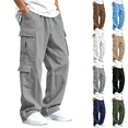 thumbnail image 1 of Sentuca Boys Cargo Pants Baggy Elastic Waist Hiking Pant with Pockets Wide Leg Casual Fashion Sports Kids Trousers Size 7-8Y, Gray, 1 of 8